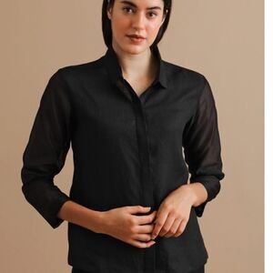 TurnBlack Linen Shirt Black Womens Size Small